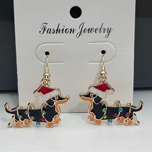 Dachshund Christmas Earrings